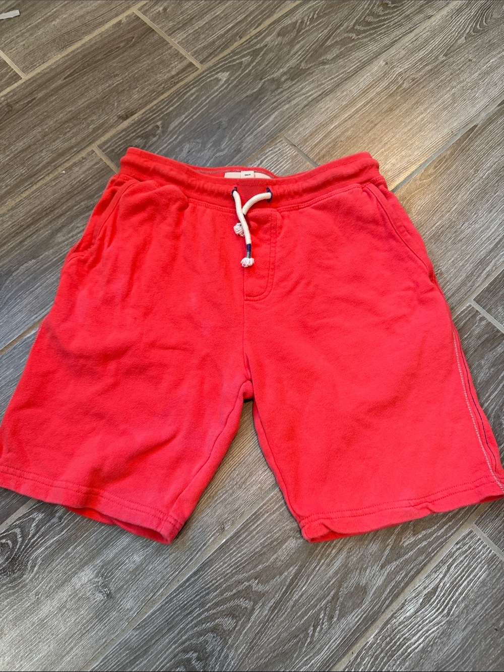 Mini Boden Boys size 12 Red cotton baggies Shorts with Drawstring and Pockets